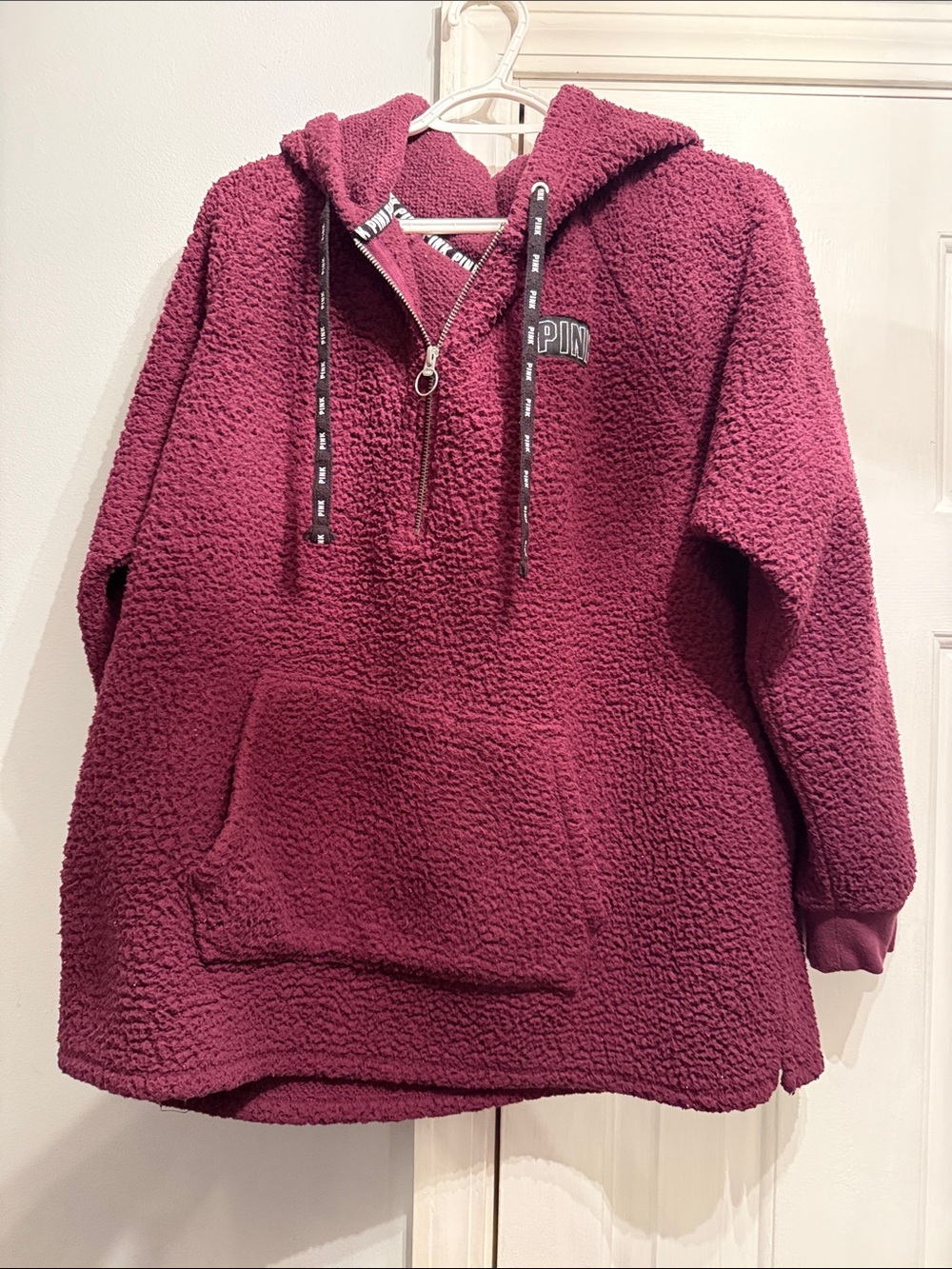 Victoria's Secret PINK Sherpa Hoodie in Deep Berry